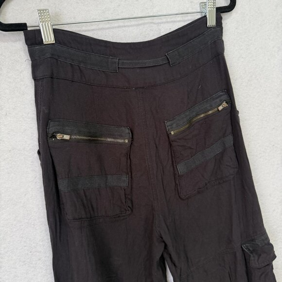 Free People Movement Pants Womens XS Black Cargo Wide Leg Drawstring Pockets - Picture 9 of 14